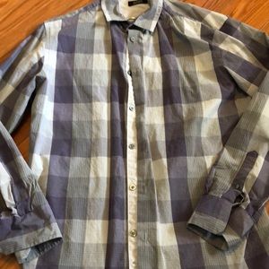 Alfani purple and grey plaid button down